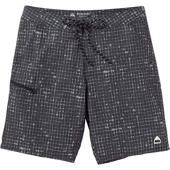 Burton Moxie Swim Board Shorts Black Gray NWT Mens Size 32 Vacation Travel Surf